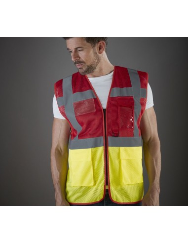 Y-HVW820-Hi-Vis Top Cool Recycled Open Mesh Executive Waistcoat